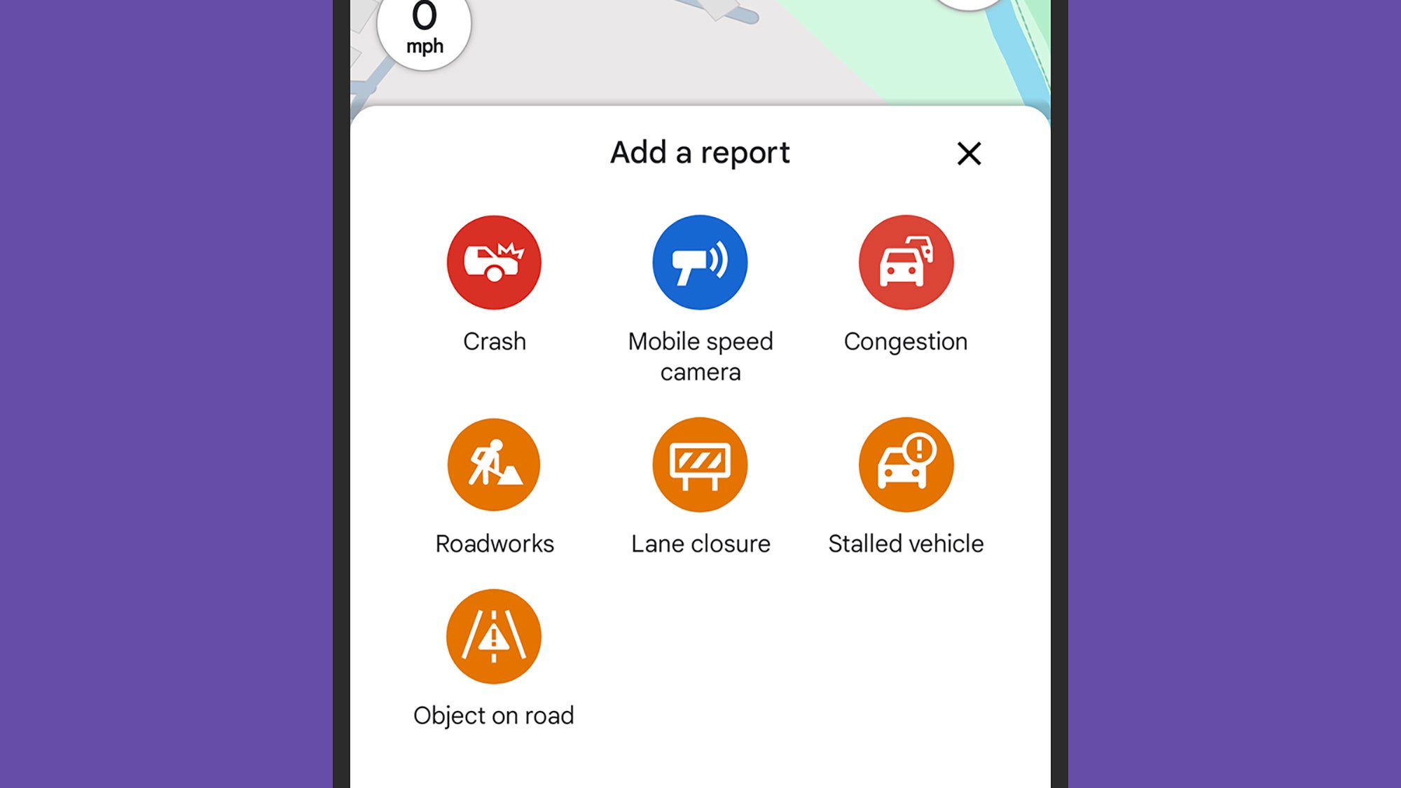 Multiple types of incidents can be reported in Google Maps. Credit: David Nield