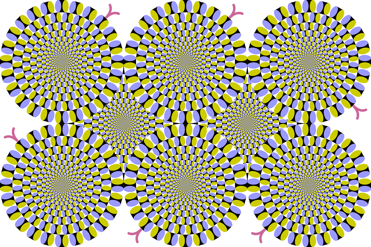 Rotating Snakes peripheral drift illusion, based on design by Kitaoka Akiyoshi.