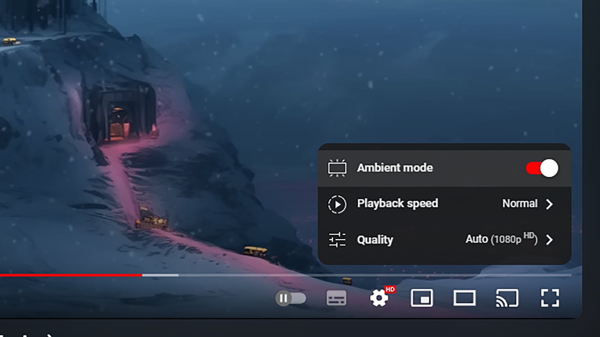 Ambient mode adds a subtle color wash to YouTube on the web.