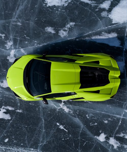 Behind the wheel of Lamborghinis ripping across a frozen lake