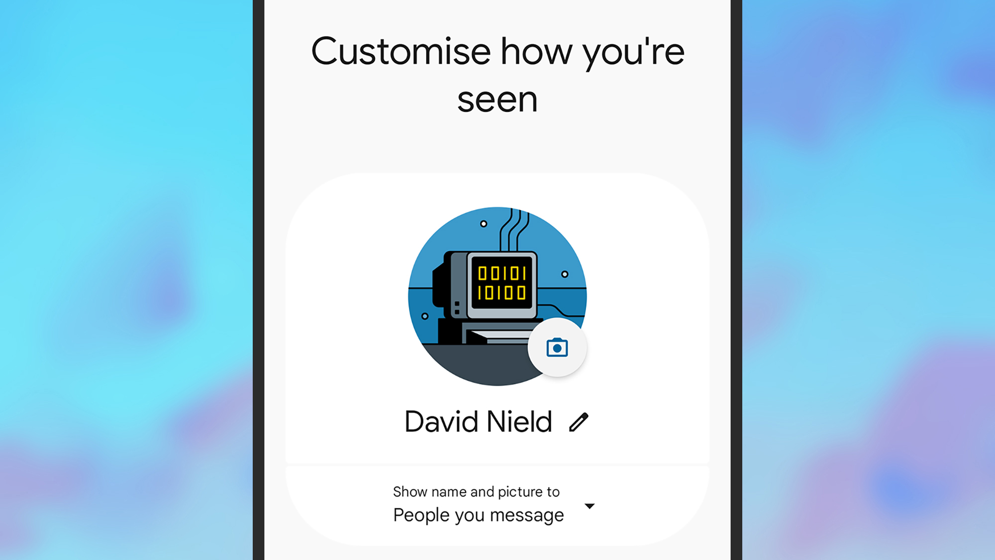 screenshot of a profile in messages
