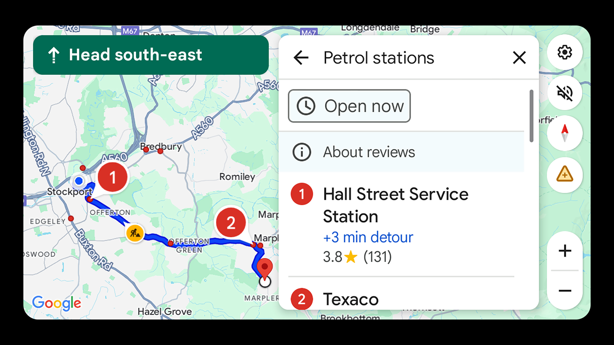 screenshot of searching along route option on google maps