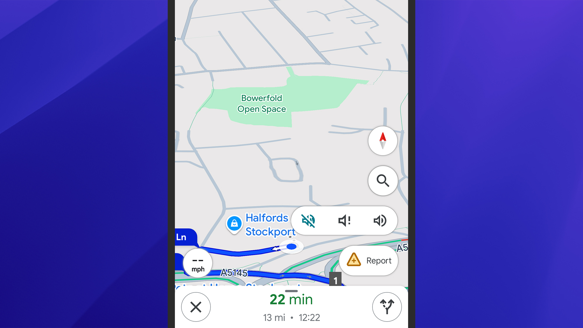 screenshot of audio options on google maps