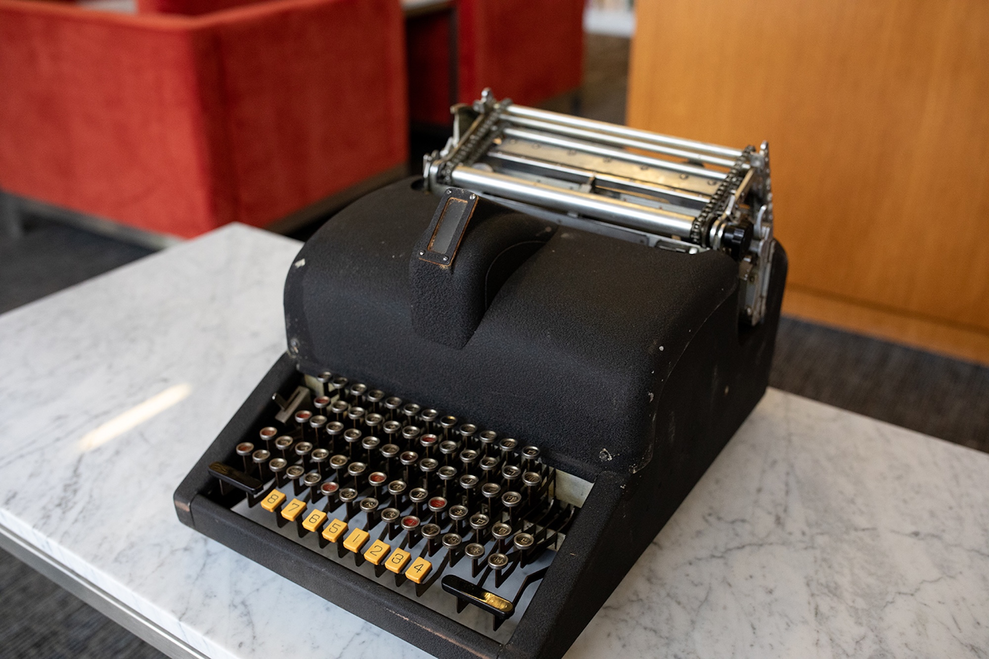 Chinese typewriter prototype on table