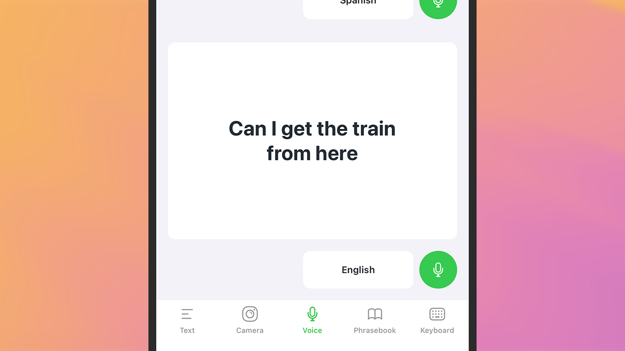 screenshot of itranslate