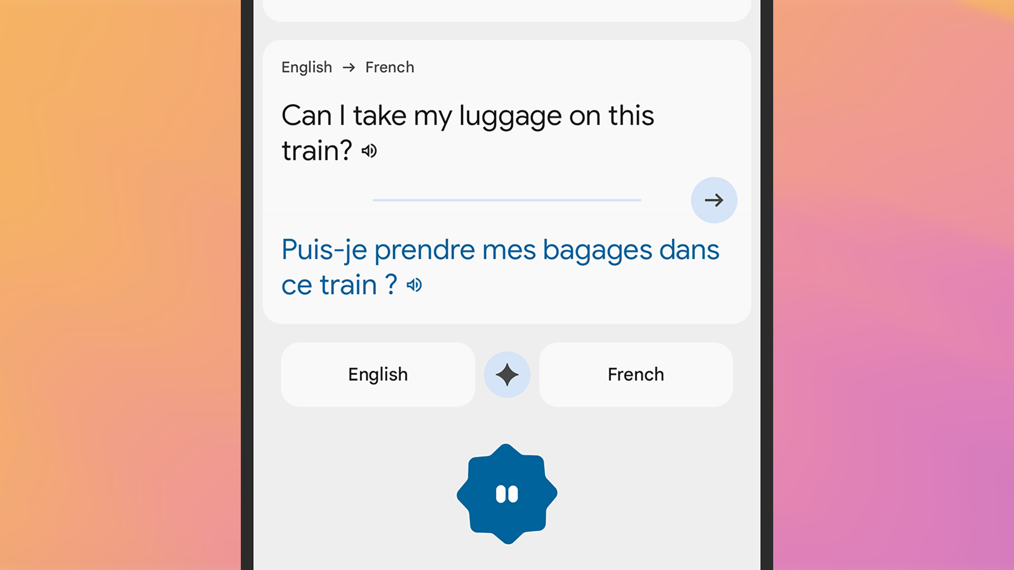 screenshot of google translater from english to french