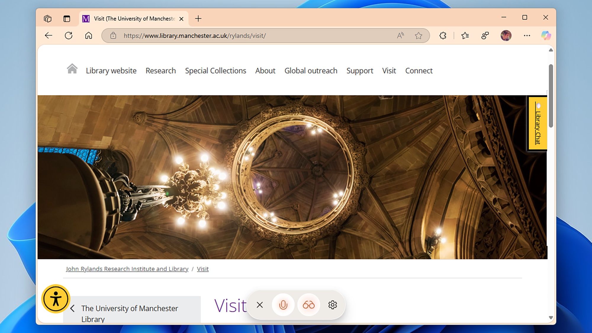 screenshot of where panel sits while on pages