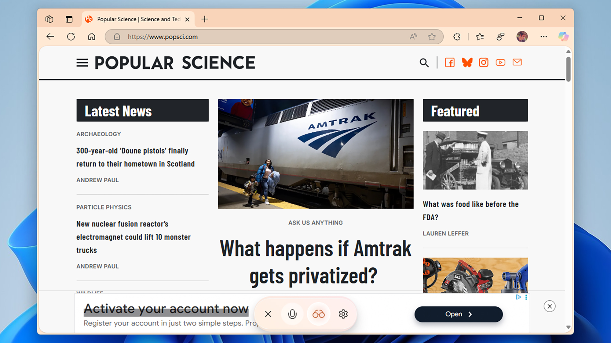 screenshot of how copilot vision could read the news