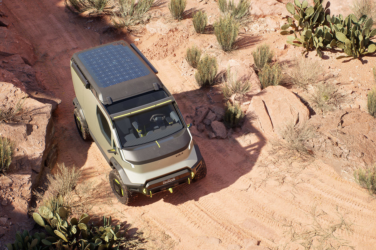 van-like car on dirt path