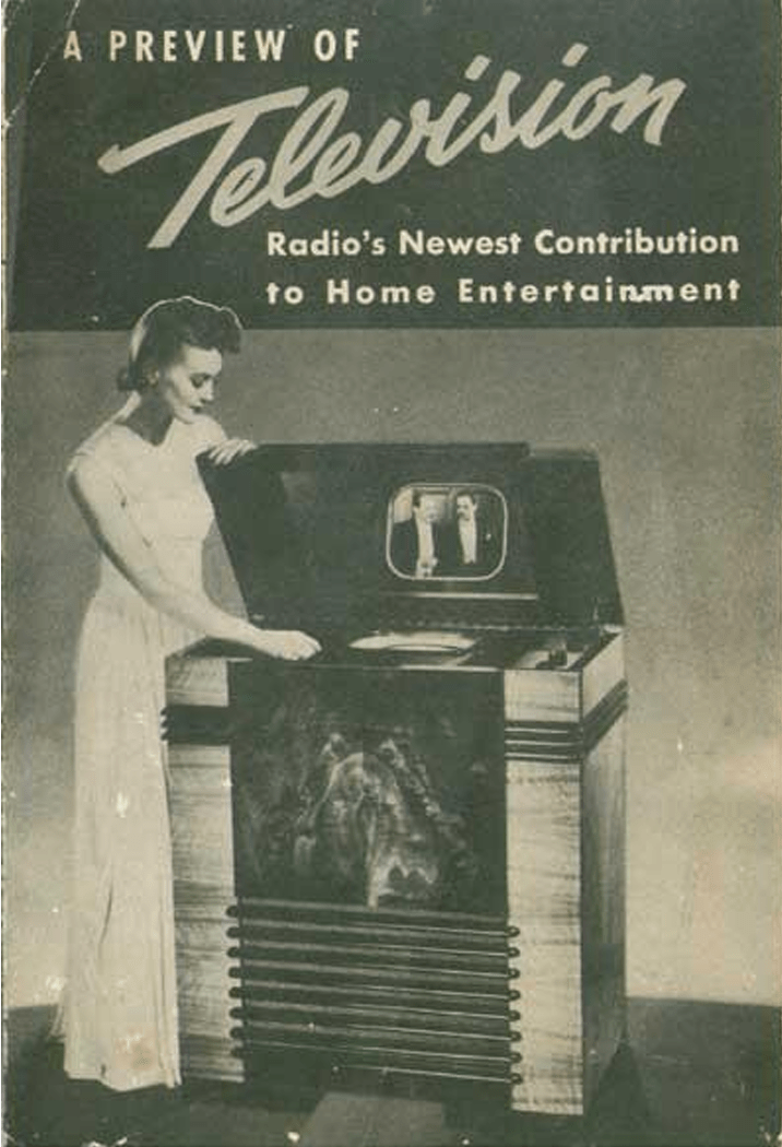 old brochure with 'a preview of television' written on teh front