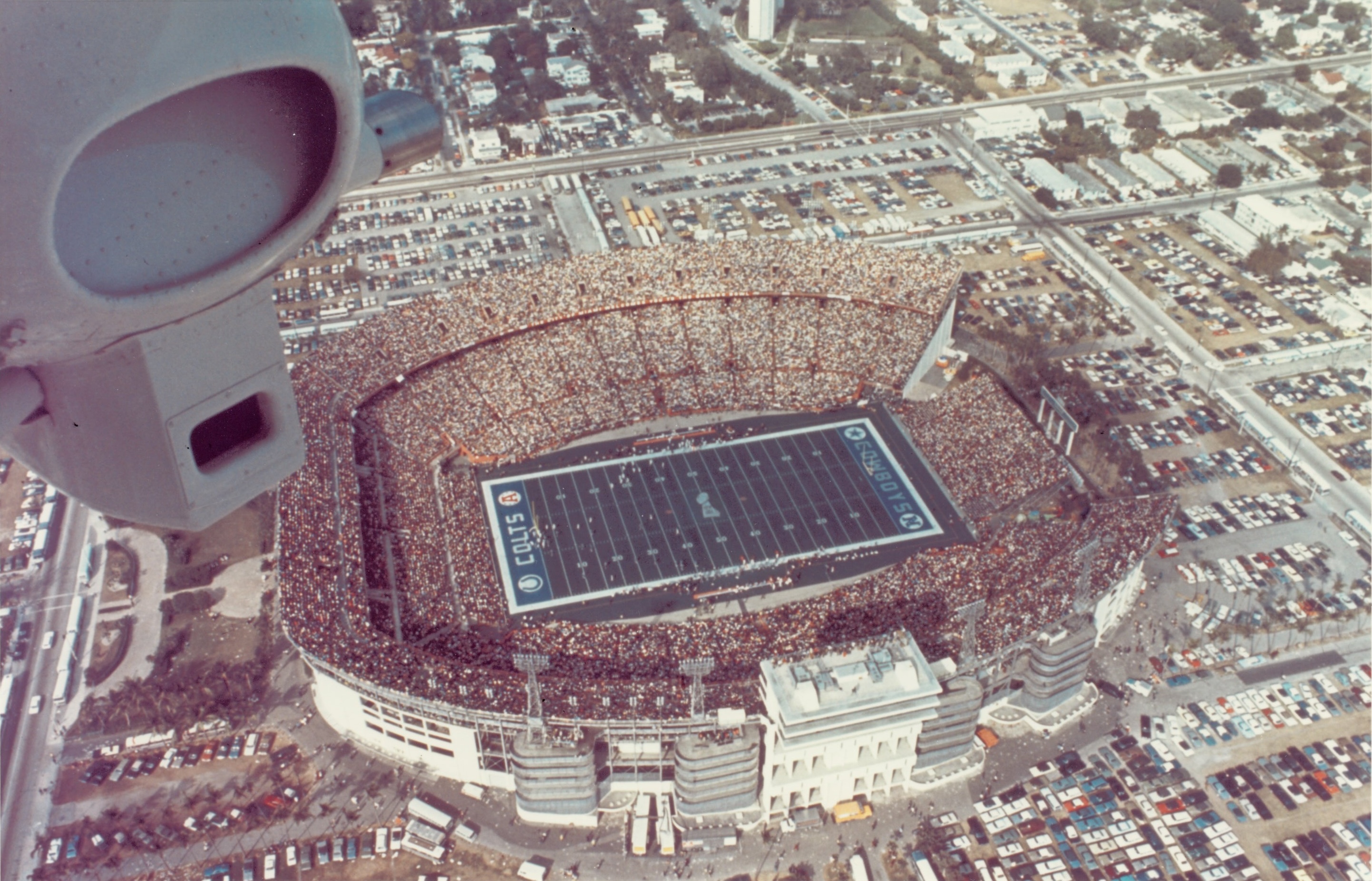 view of stadium from blimp