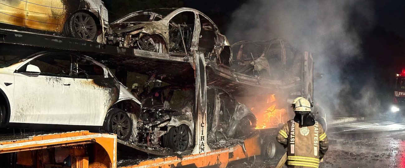 An abandoned ship full of EVs is burning in the Pacific