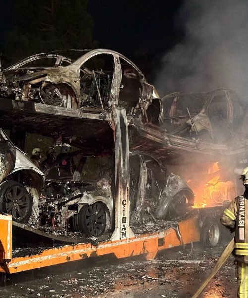 An abandoned ship full of EVs is burning in the Pacific