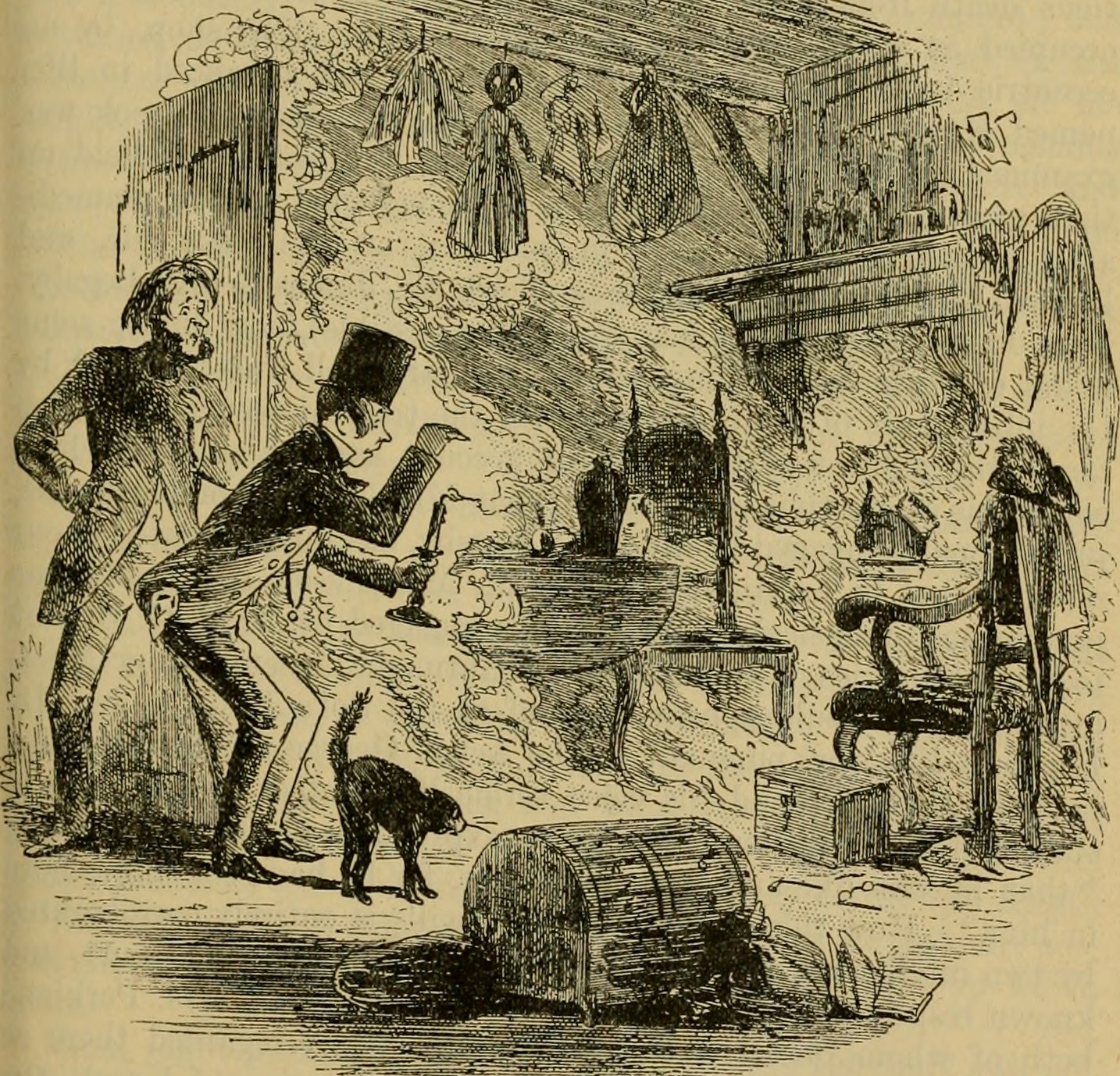 Depiction of spontaneous combustion from the Charles Dickens 1895 novel Bleak House by Hablot Knight Browne.