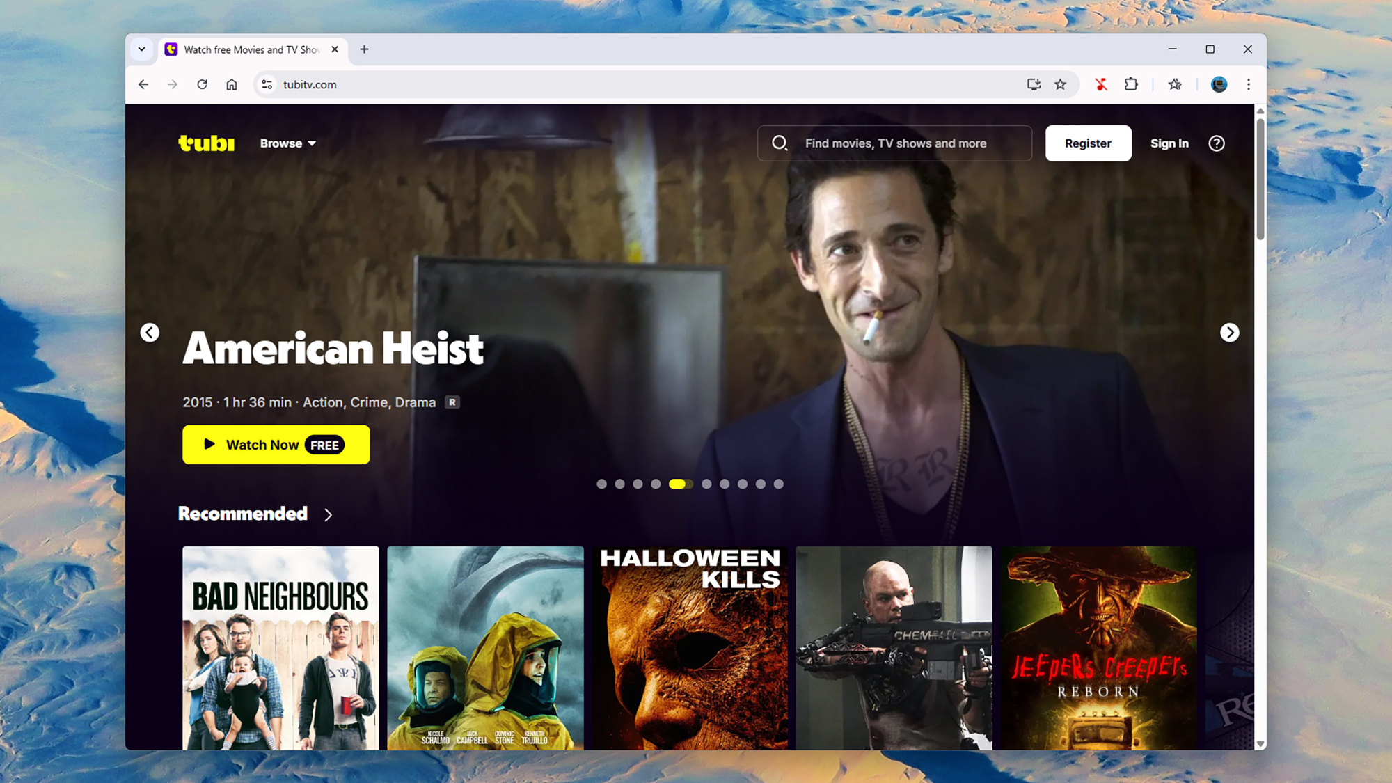 screenshot of tubi