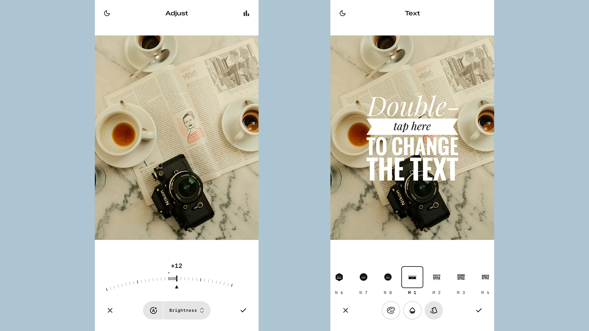 Screenshot of text options in snapseed