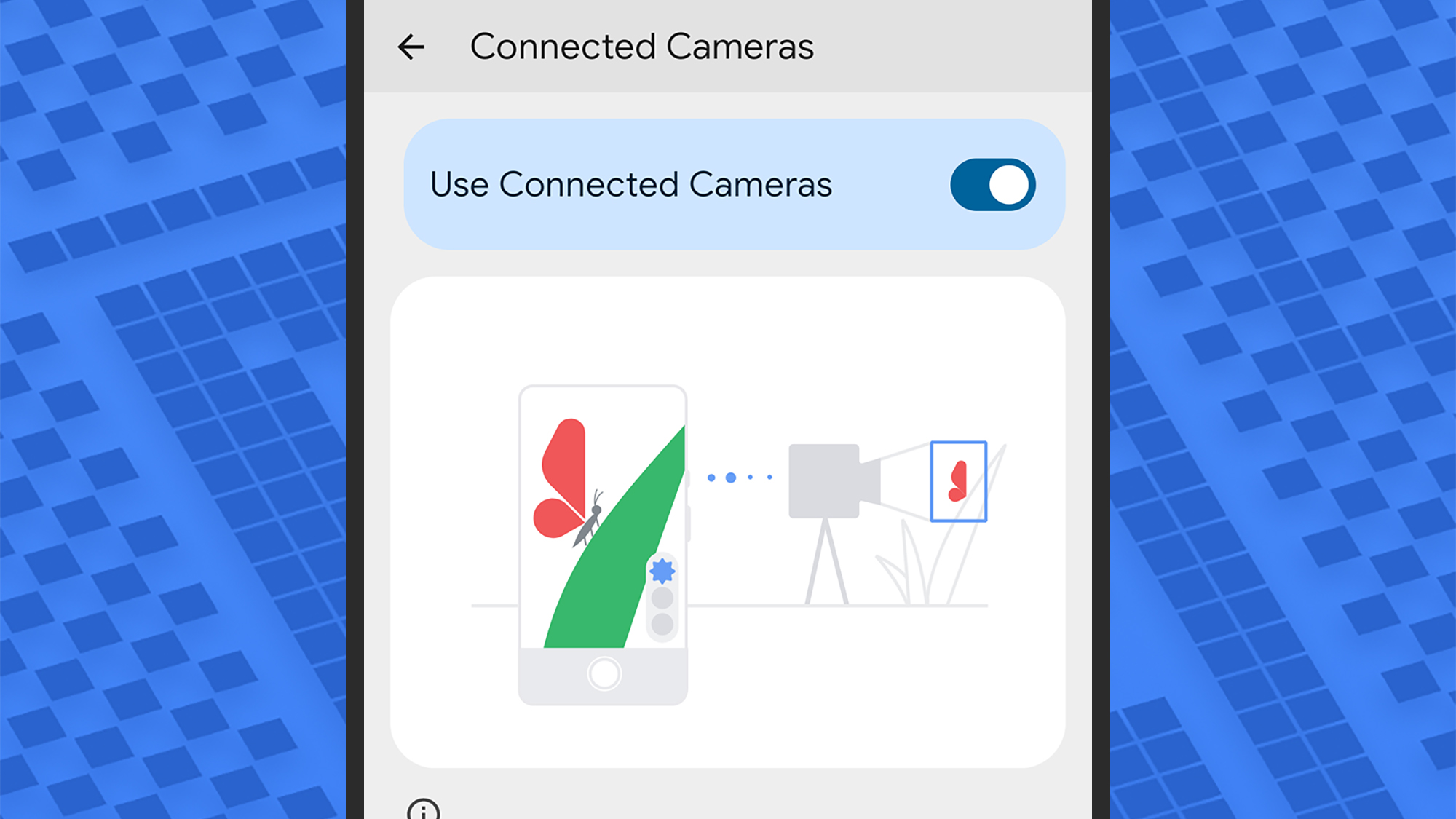 screenshot of connected cameras options on a pixel phone