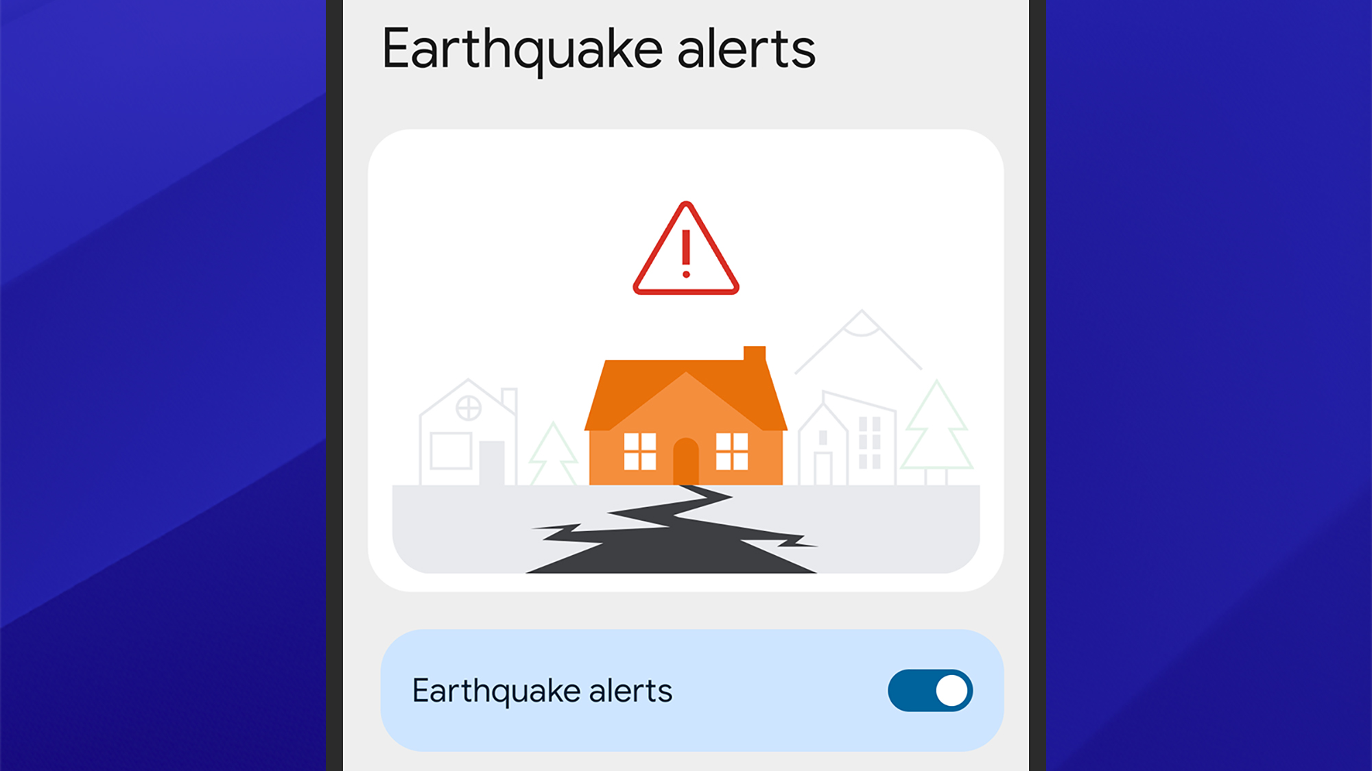 screenshot of earthquake alerts toggle