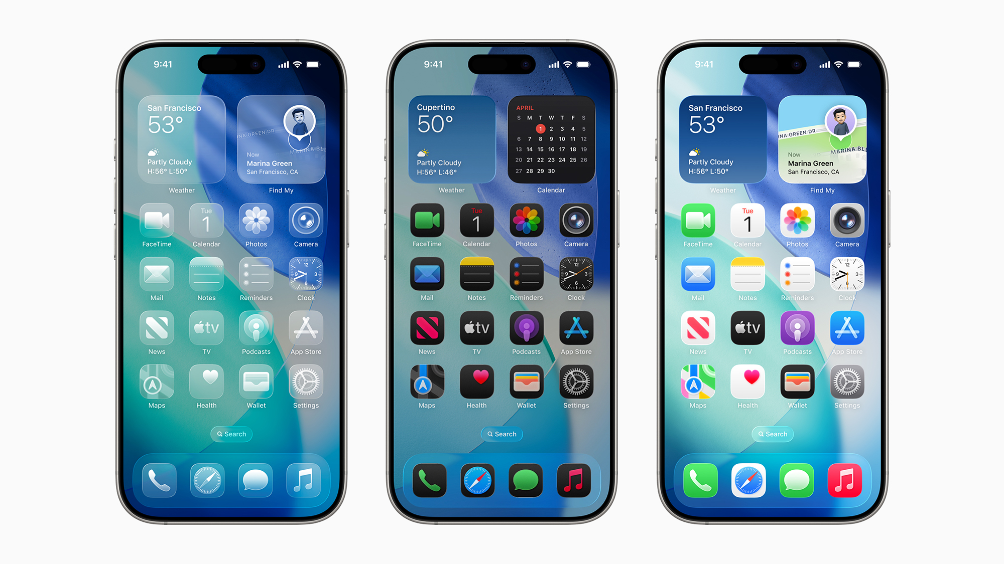 group of iphones showing new features