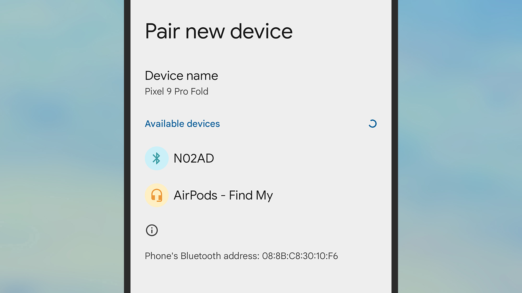 screenshot of connecting airpods to pixel phone