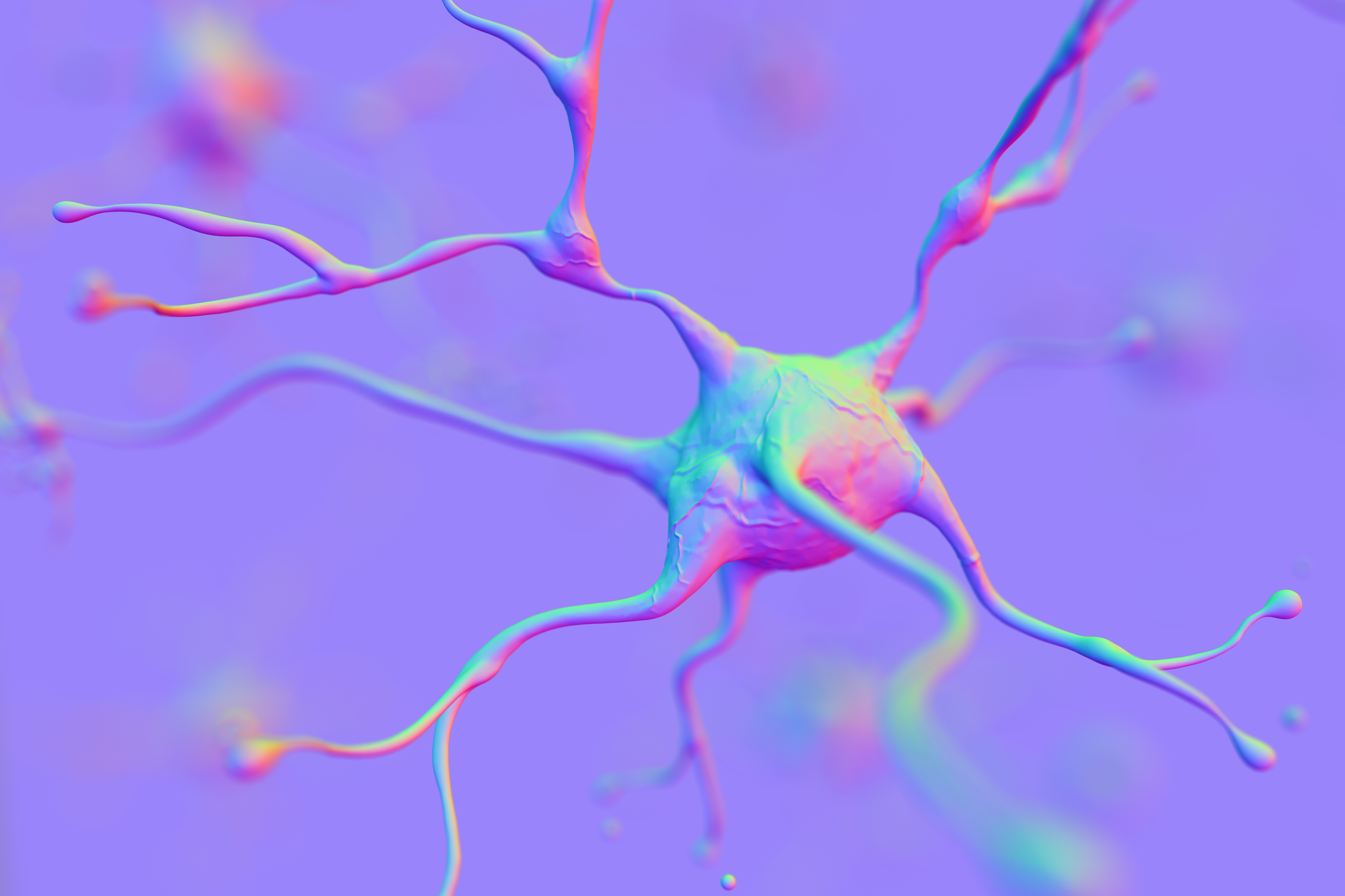 System of neurons with glowing connections on black background