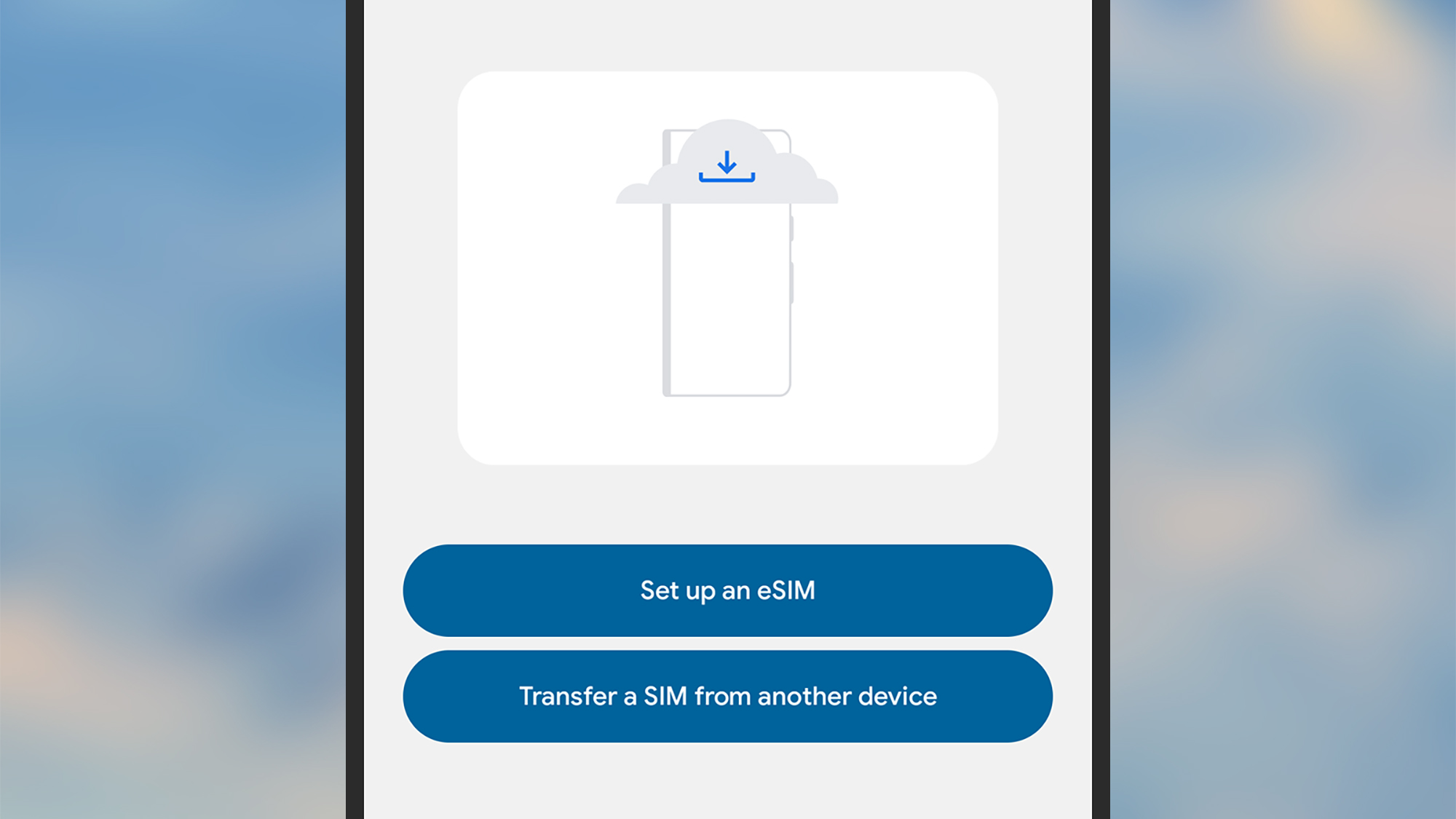 esim setup page on a phone