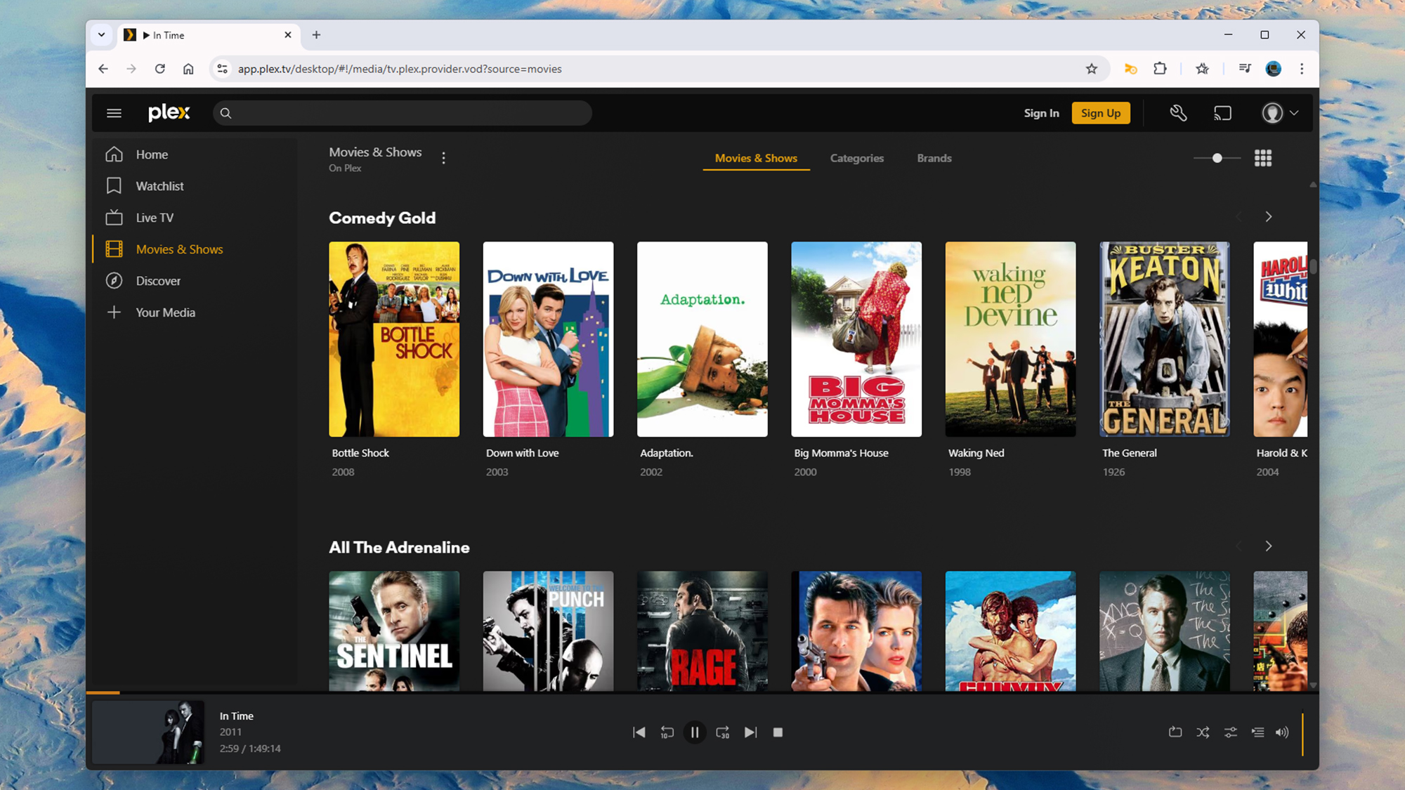 screenshot of plex movie options