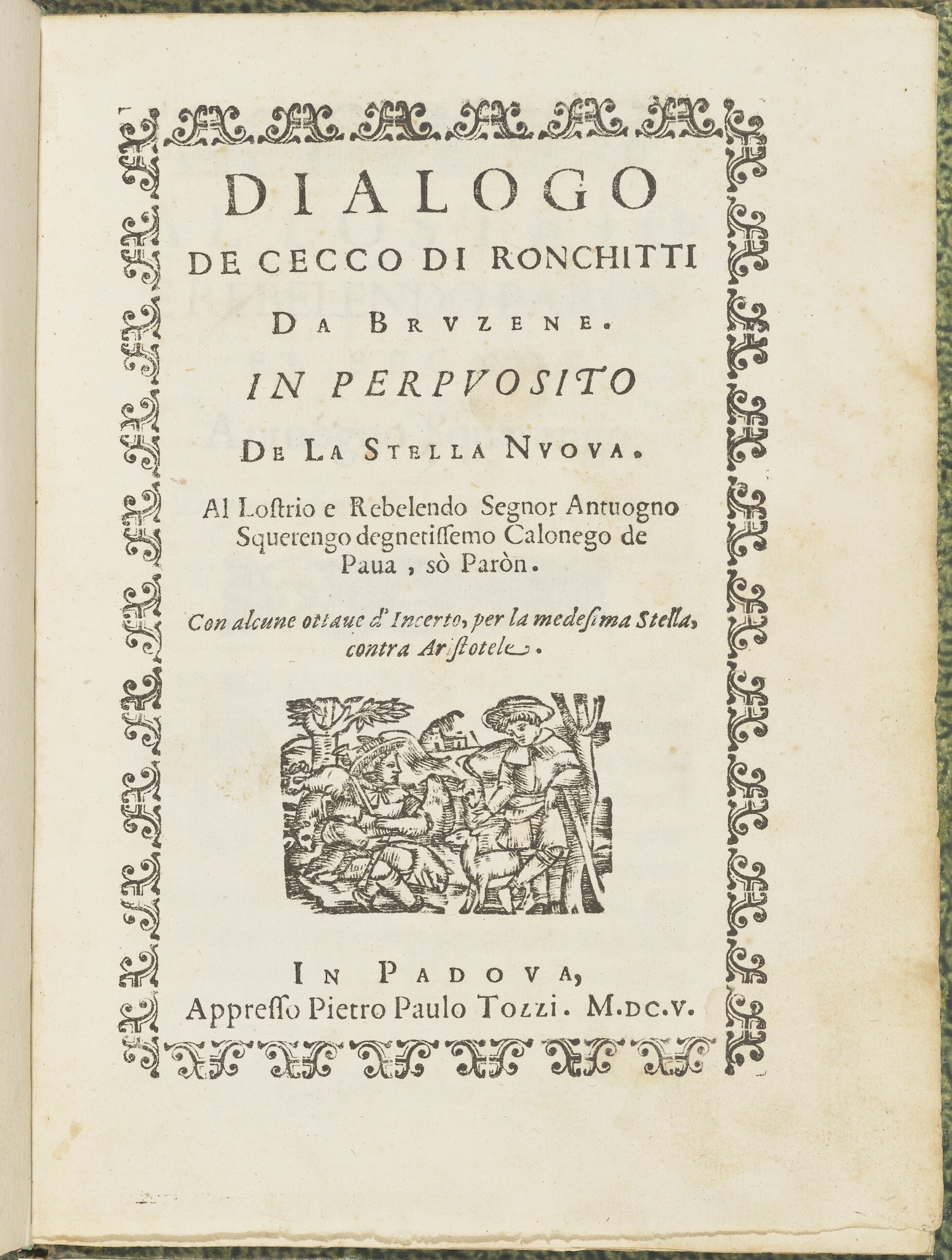 Title page of Galileo's Dialogo in perpuosito de la stella nuova