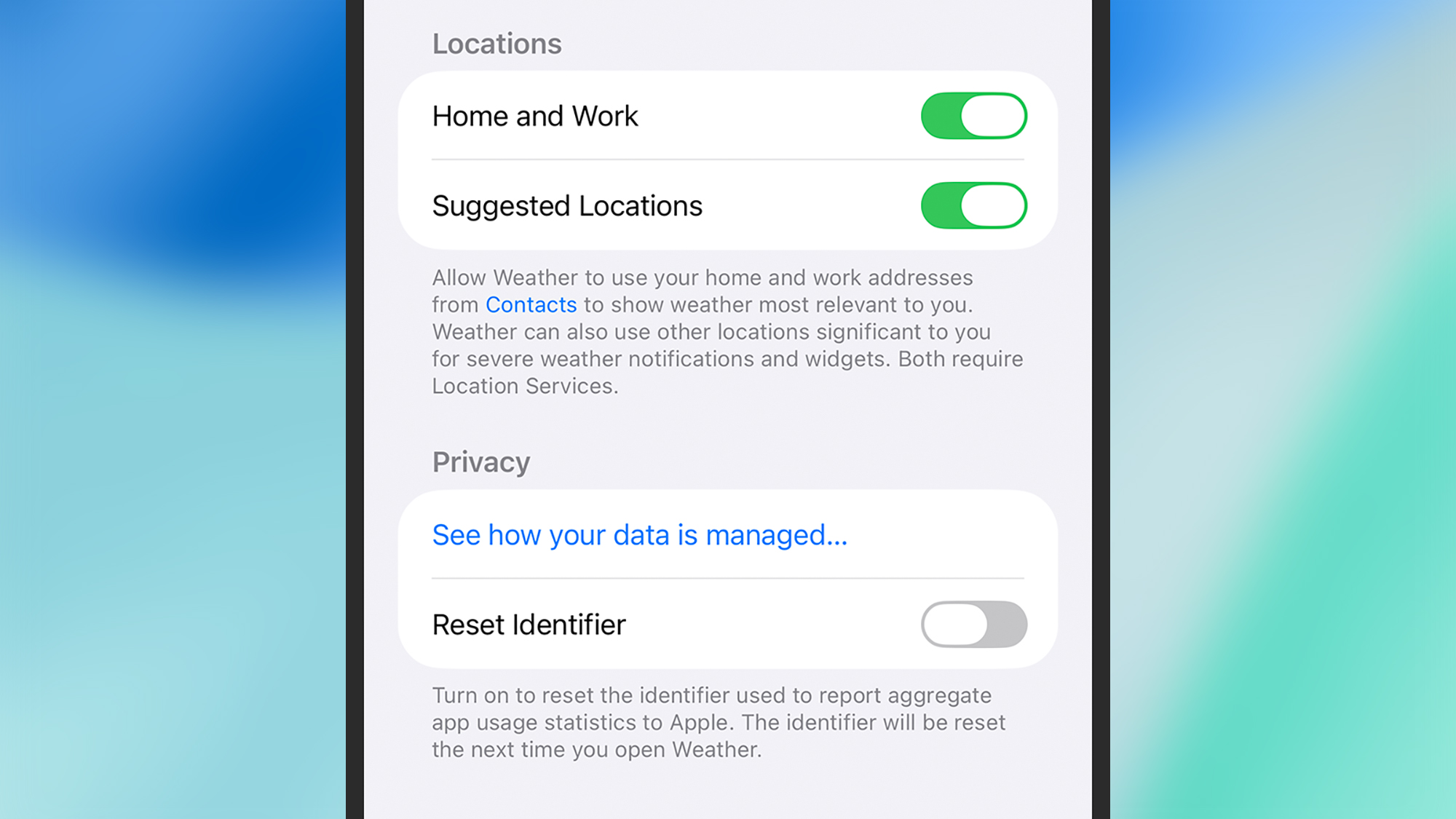 a screenshot of showing location services