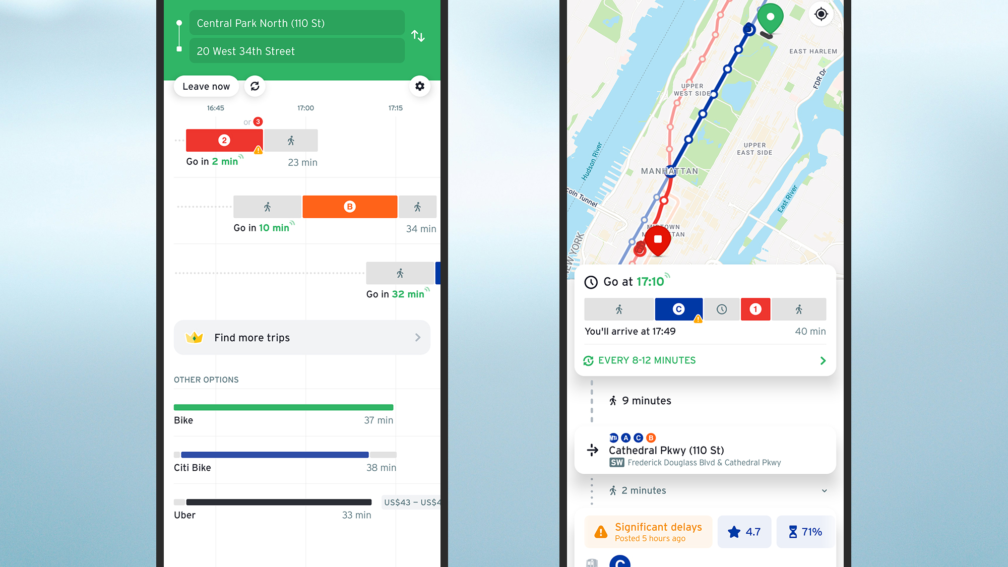screenshot of transit open on a phone