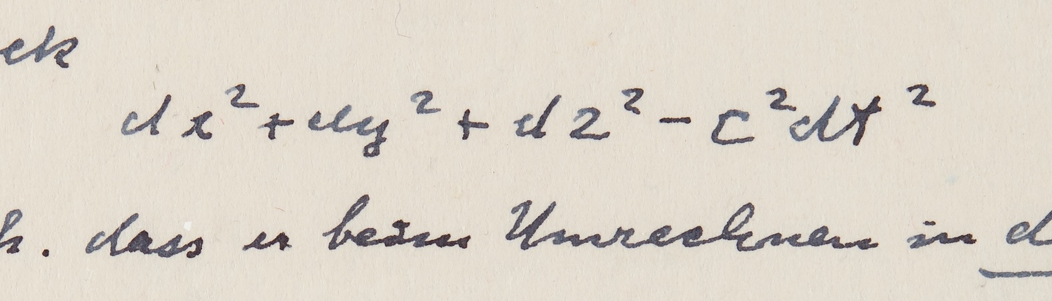 Handwritten equation penned by Einstein