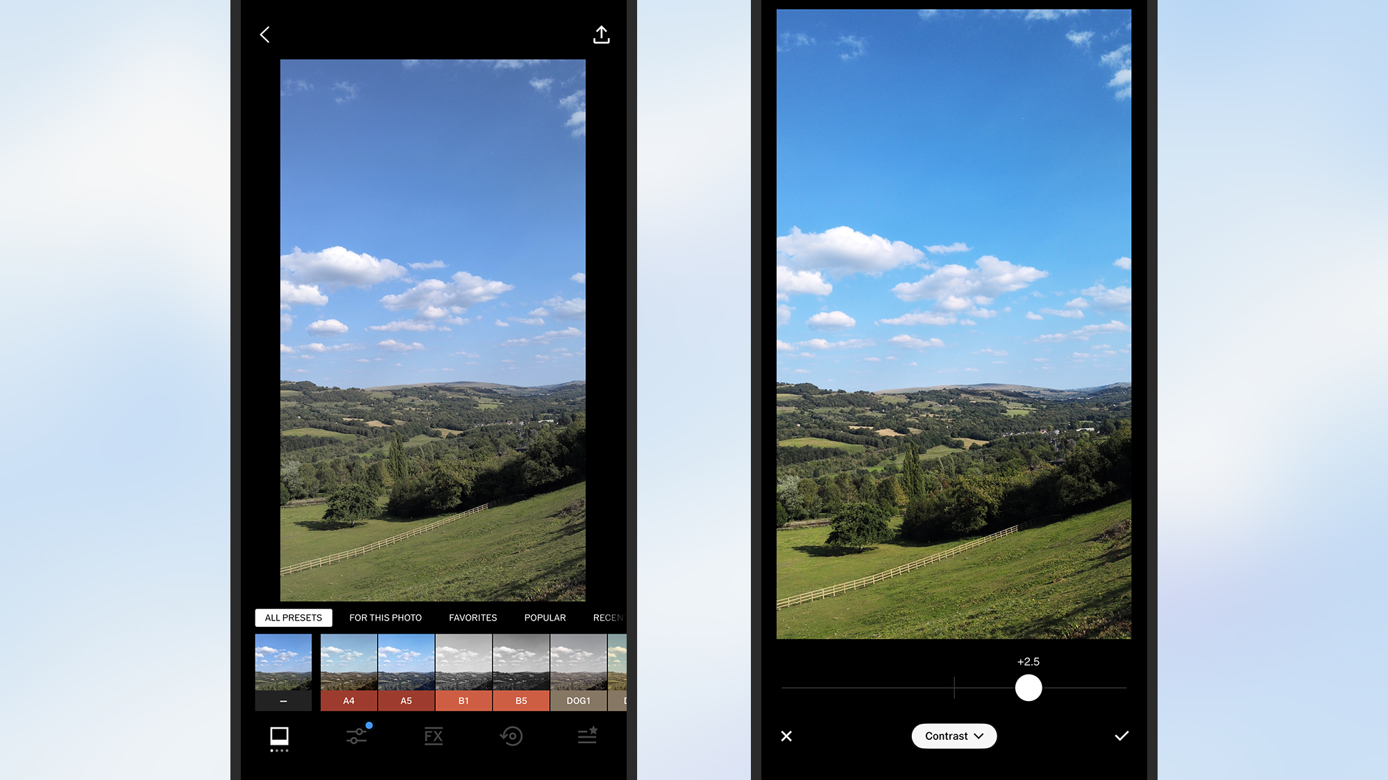 Screenshot of vsco interface