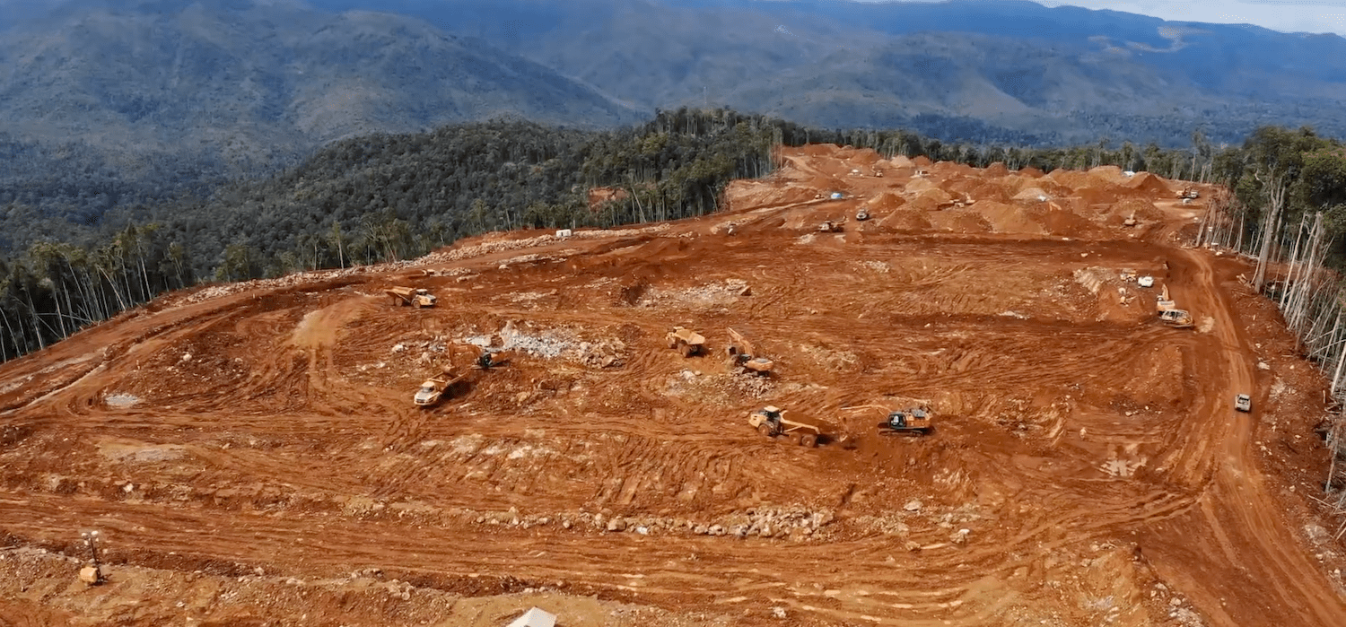 The impact of nickel mining on the Hongana Manyawa’s forest on Halmahera in Indonesia. Their territory is now scarred by dozens of such mining pits. Credit: Eramet