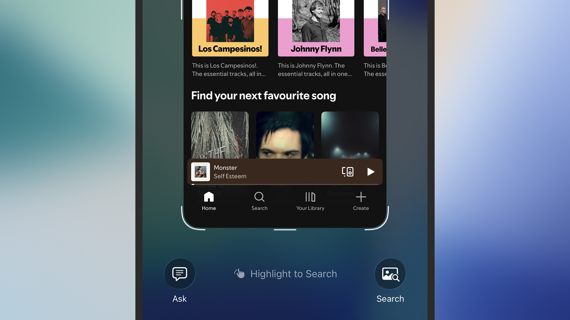 Screenshot of Ask and Search examples on iphone