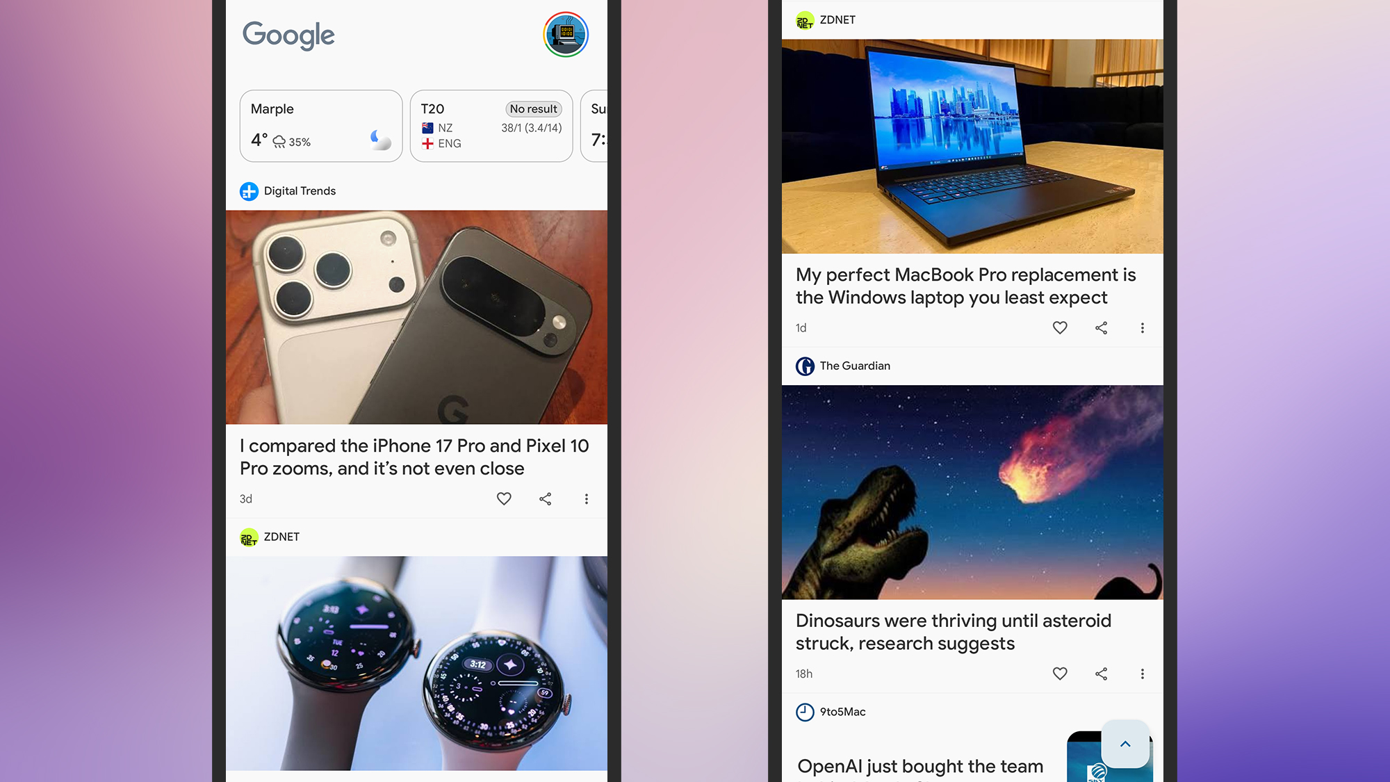 screenshot of discover feed