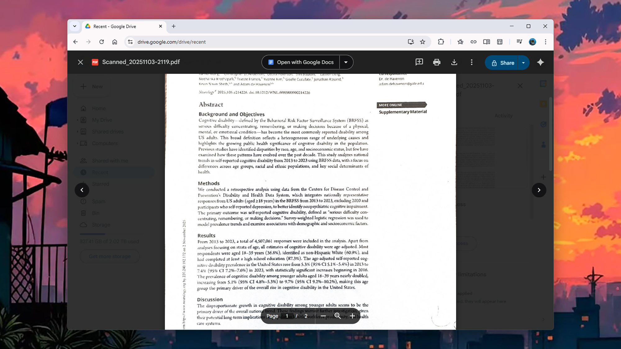 screenshot of document in google drive