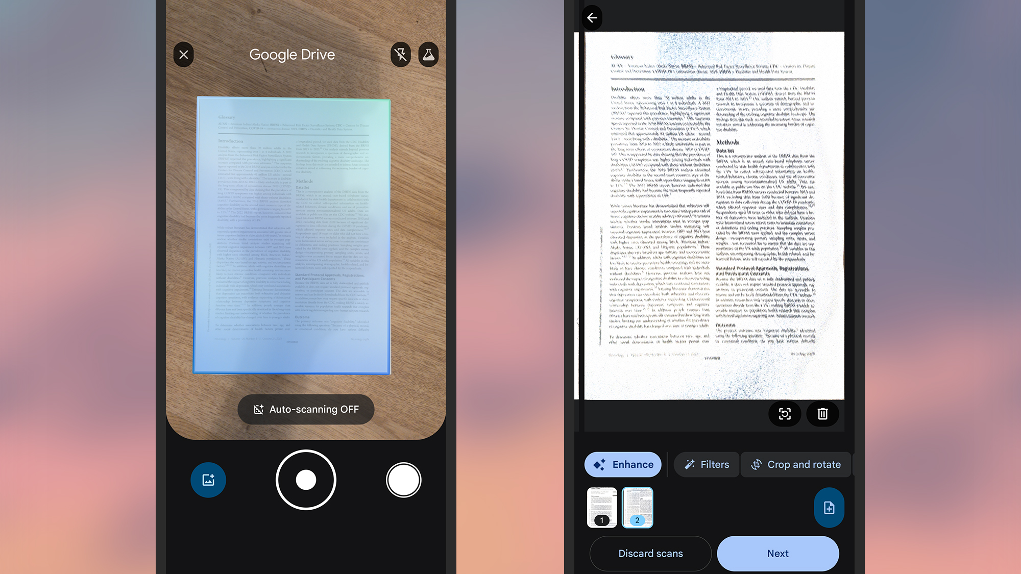 screenshot of document scanning on an android device 