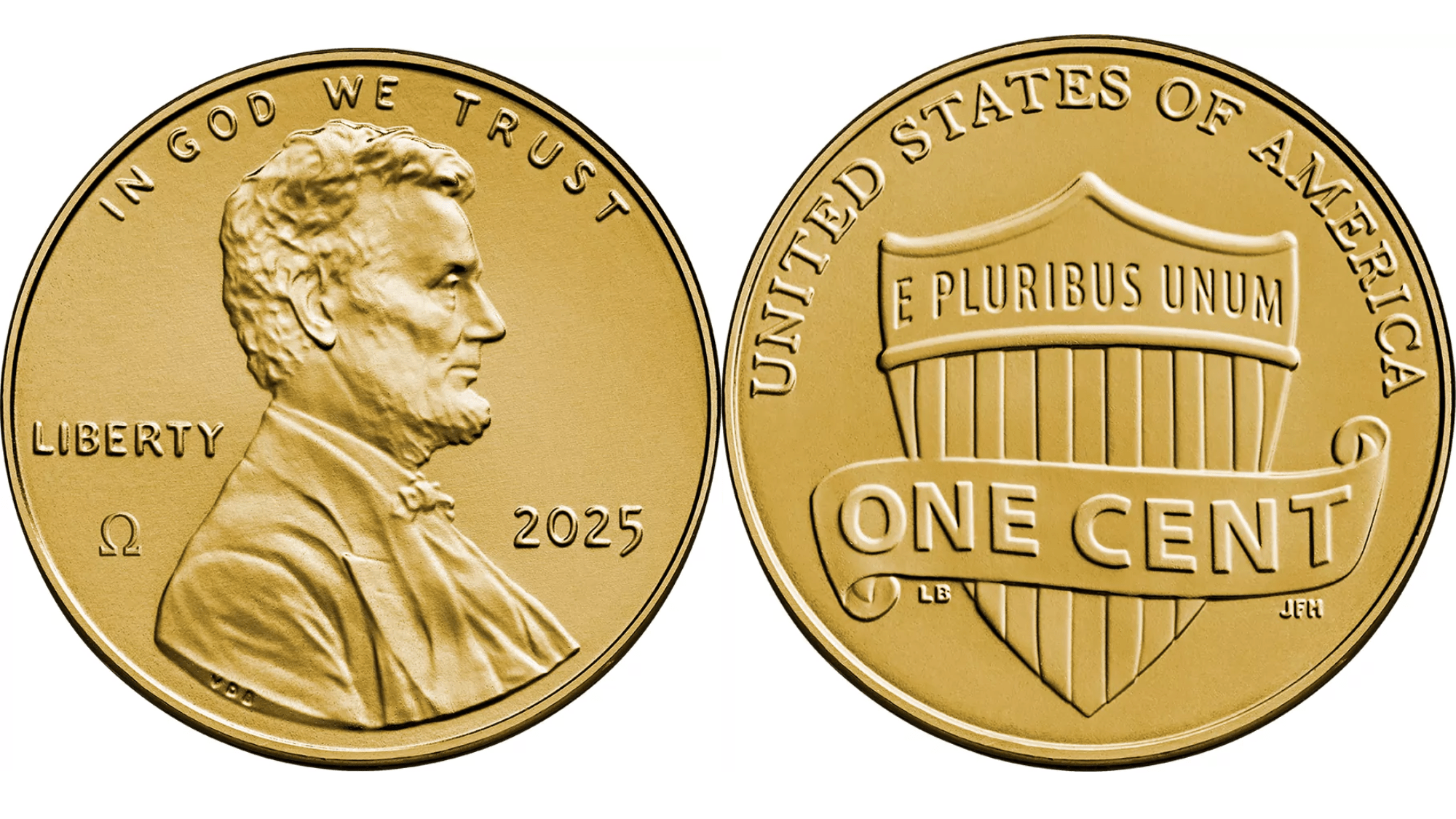 Front and back of gold Omega penny