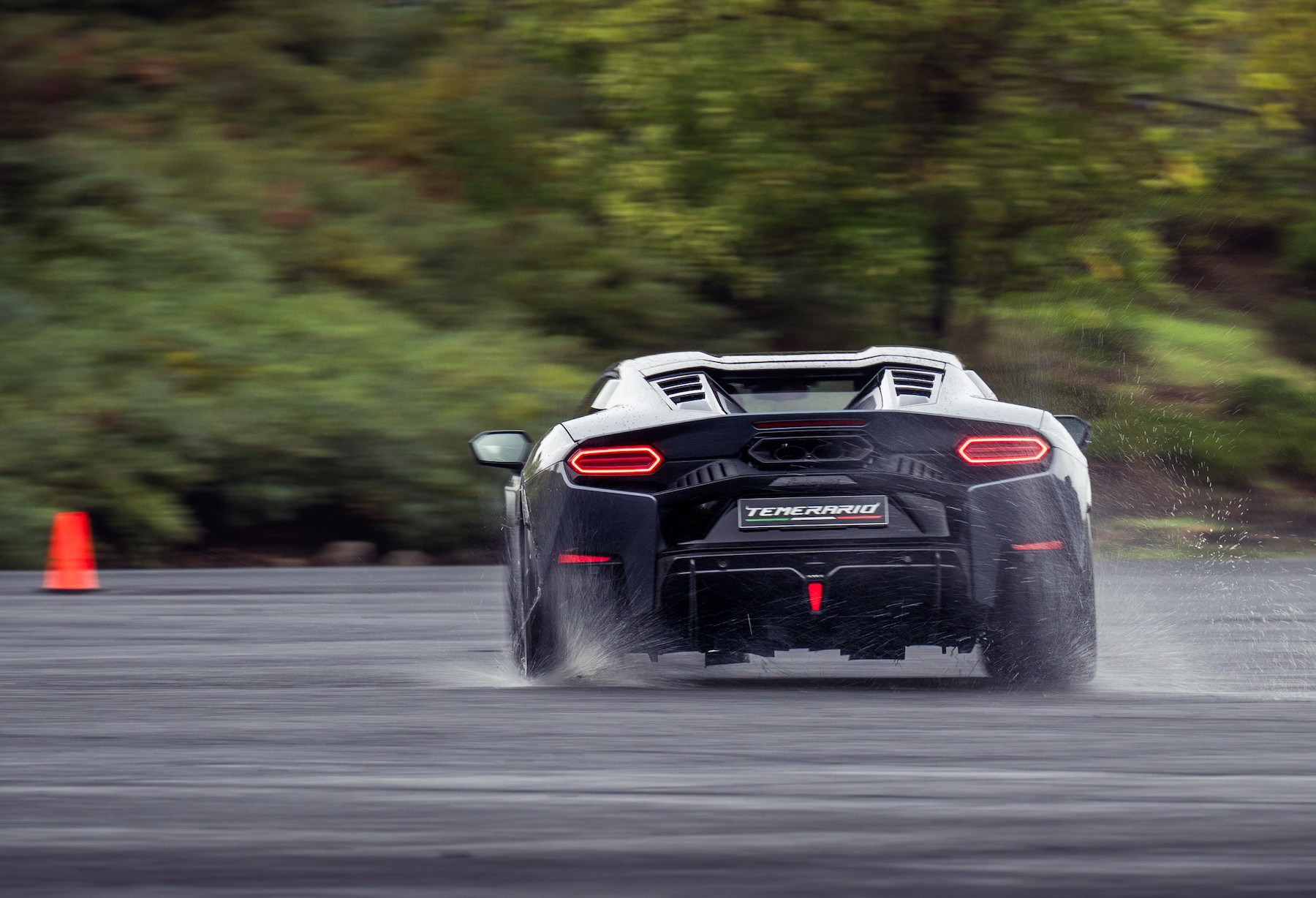 the back of a Lamborghini on water