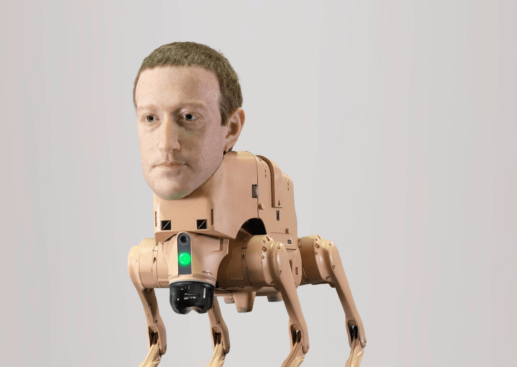 a robot dog with mark zuckerberg's face