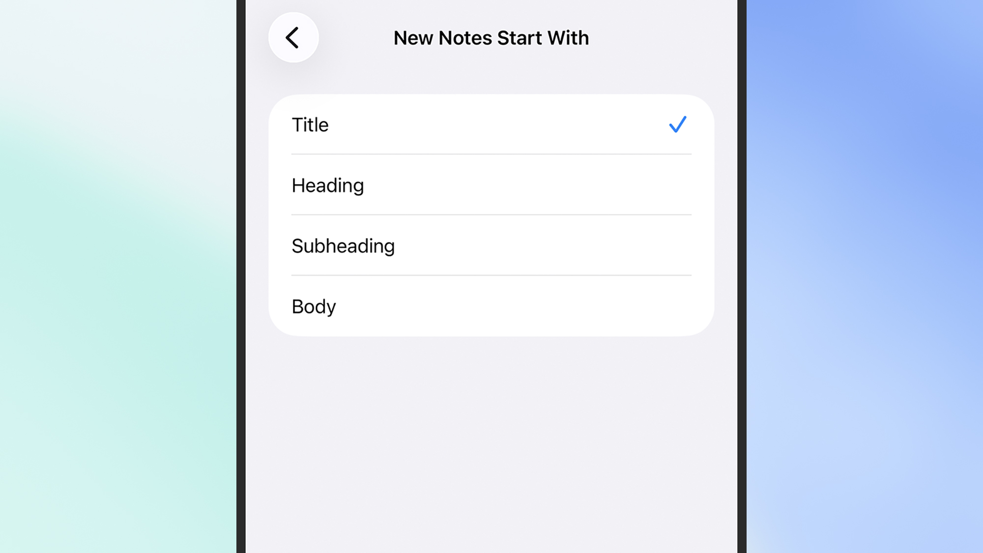 layout options in notes