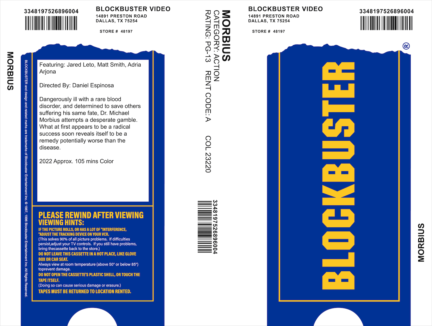 Blockbuster sleeve cover for the movie Morbius