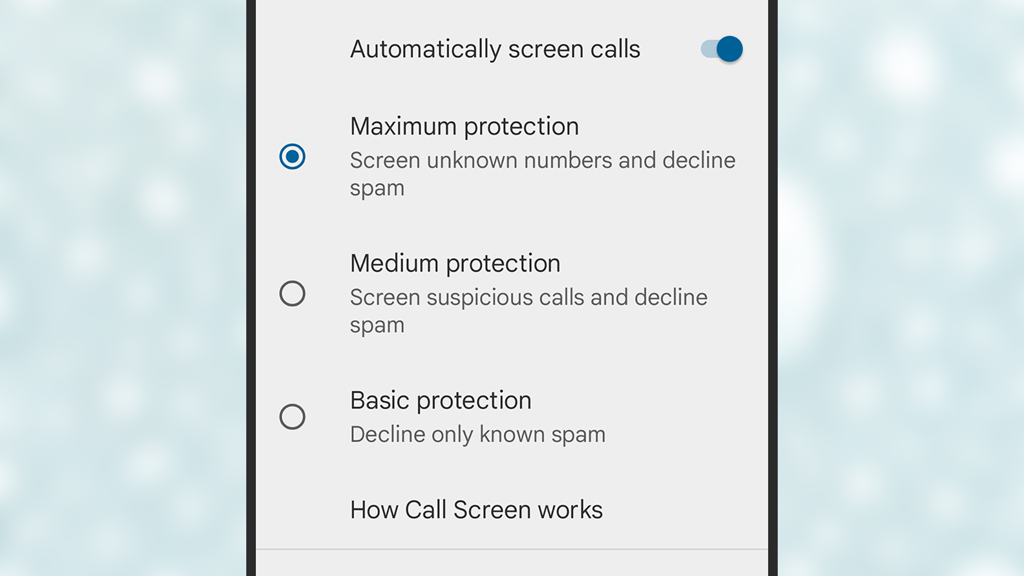 The call screening feature on Pixel phones