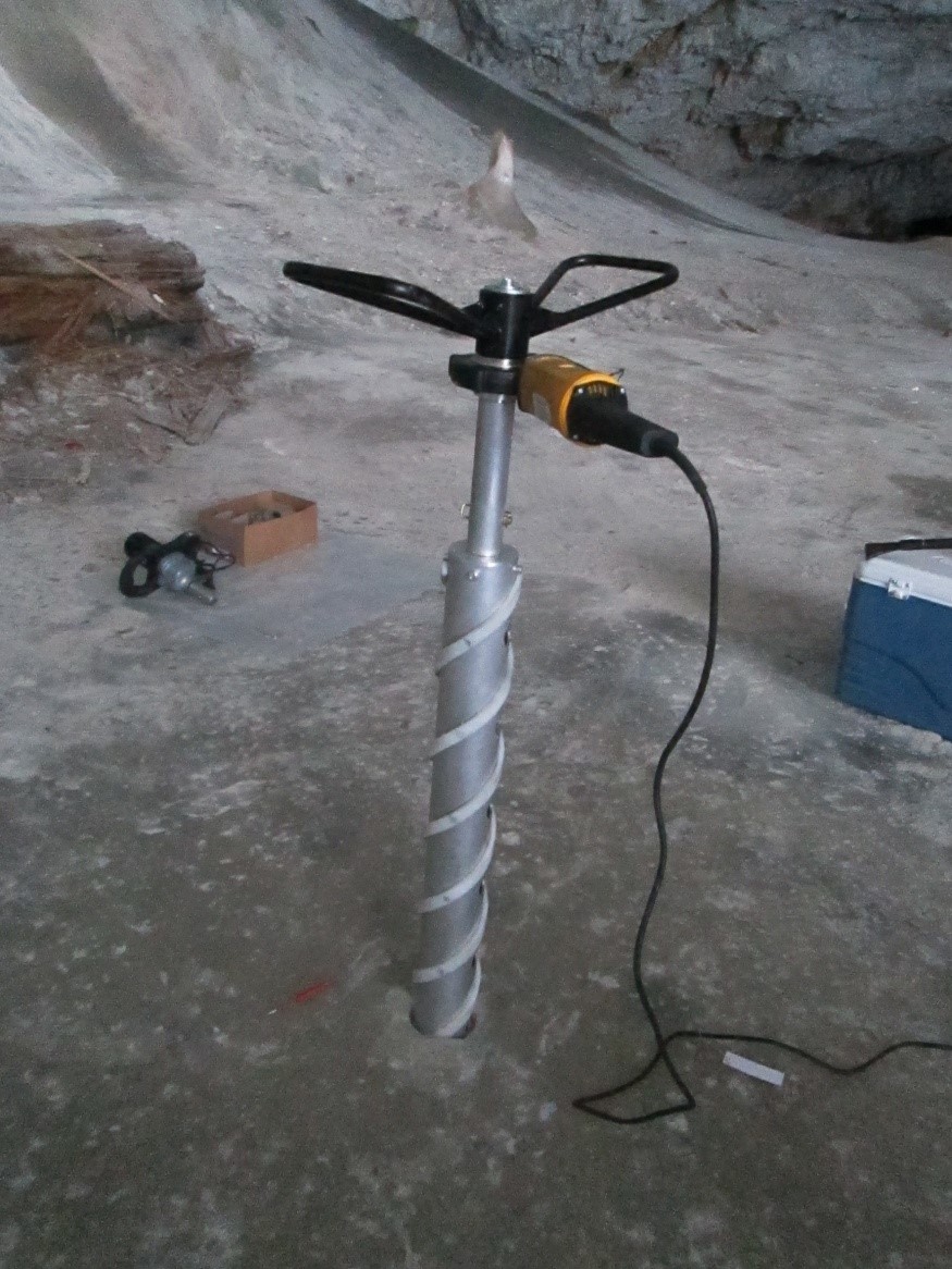 a drill going into ice