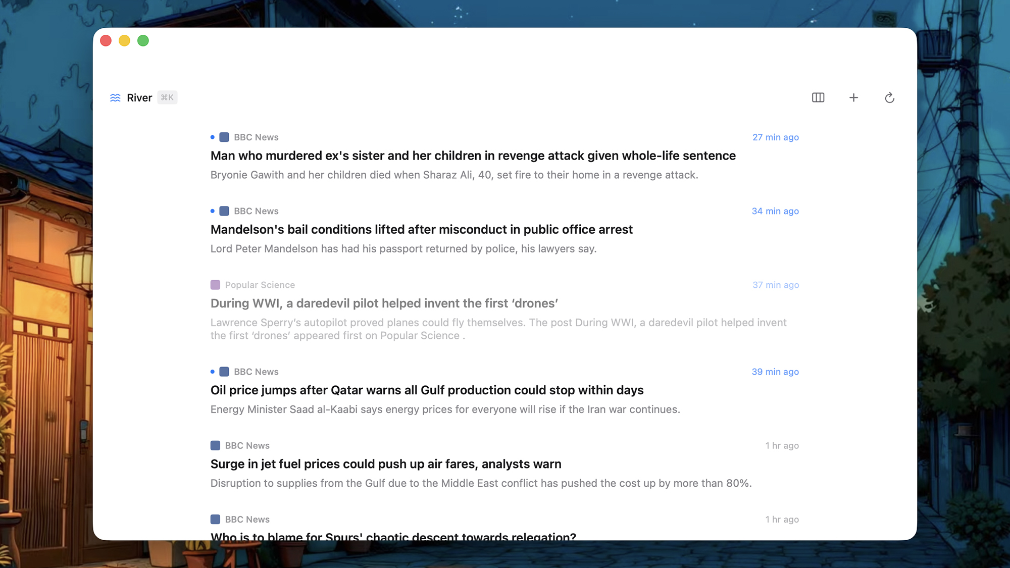 the river feature on Current RSS