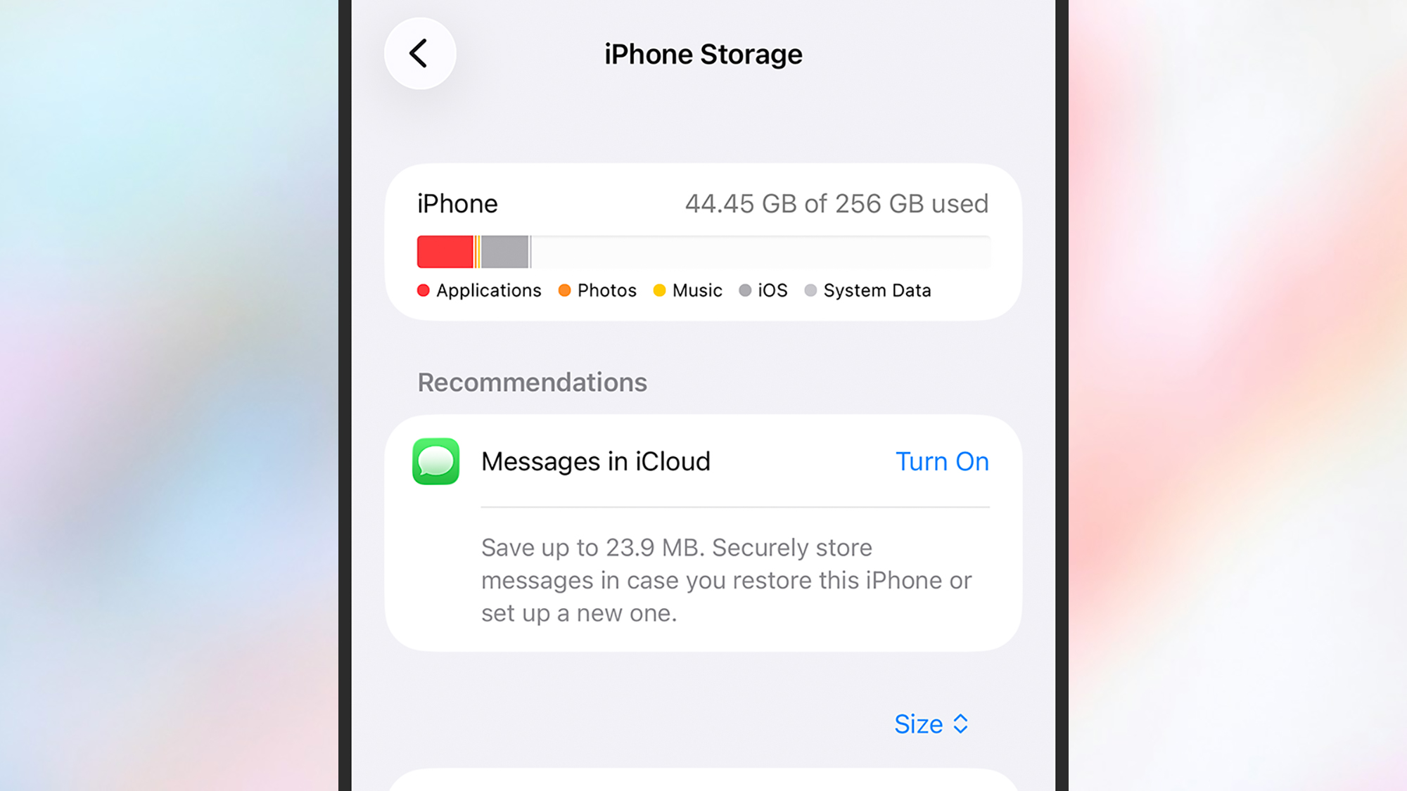 iphone storage screenshot
