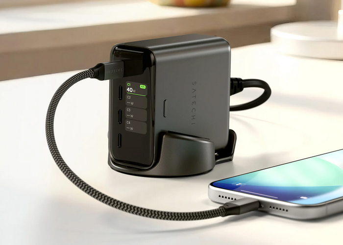 Satechi ChargeView Charging Station Shows How Much Power Each Device is Drawing in Real Time