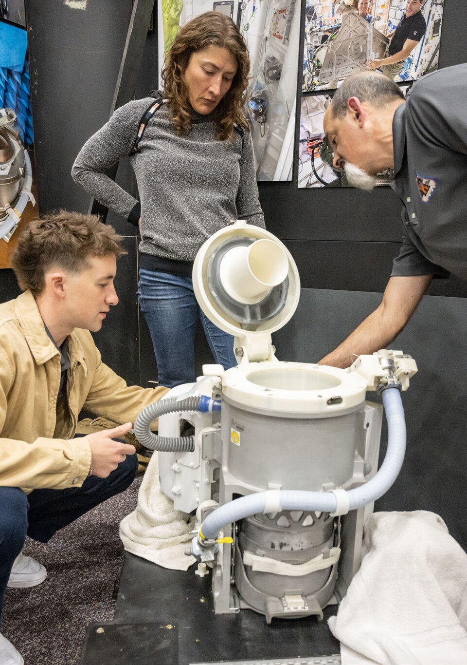 Artemis II astronaut Christina Koch receives training on the Orion Universal Waste Management System at NASA’s Johnson Space Center in January 2026. Image: NASA.