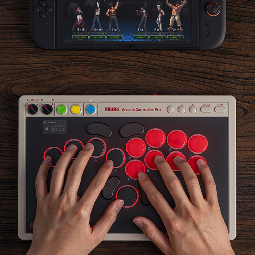 8BitDo Arcade Controller Pro Leverless Gamepad Has Built-In Screen for Adjusting Settings on the Fly