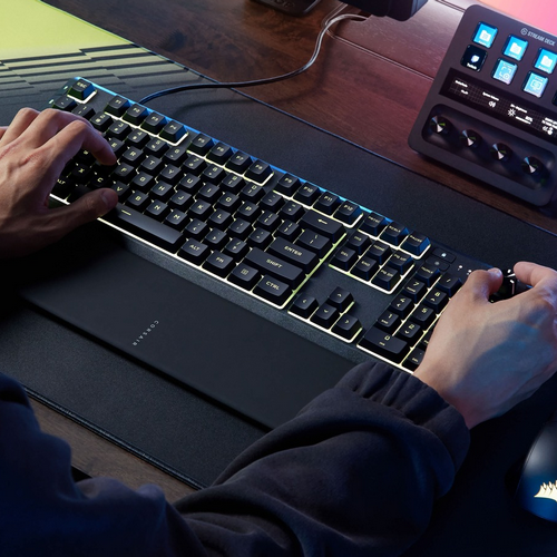 Corsair Skiff 100 Plus Puts Rotary Dial and Dedicated Macro Keys on an Entry-Level Gaming Keyboard